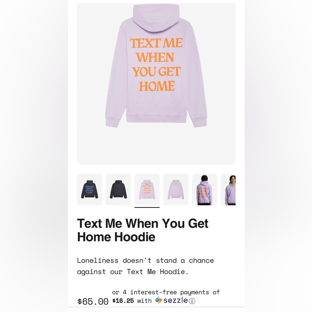 Lonely Ghost Text Me When You Get Home Hoodie. In a size X-large.